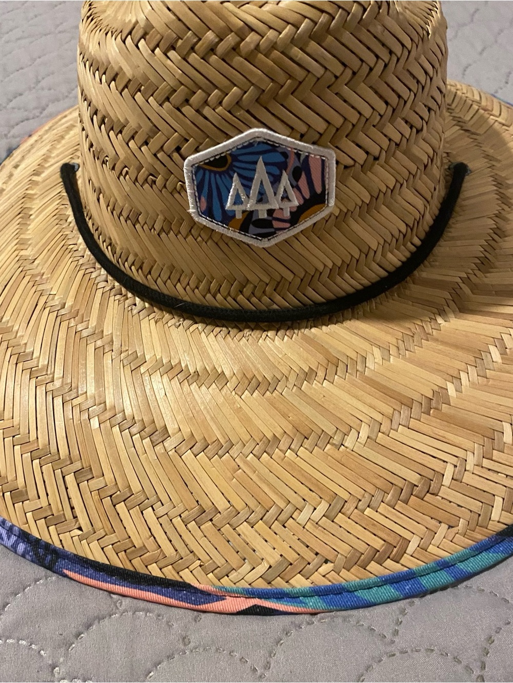 Woven Straw Sun Hat with Multicolor Trim
